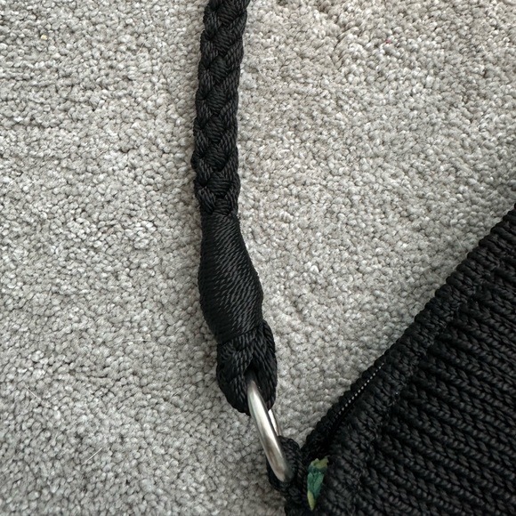 Black Lina purse with braided handle and groovy liner - Picture 3 of 6